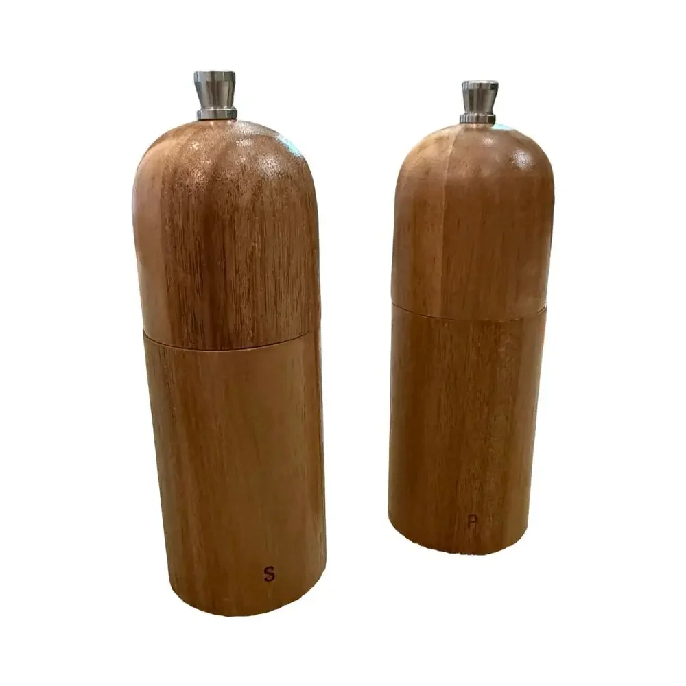 Shortstories Acacia Wood Salt Pepper Grinder Set Adjustable Ceramic NEW in Box
